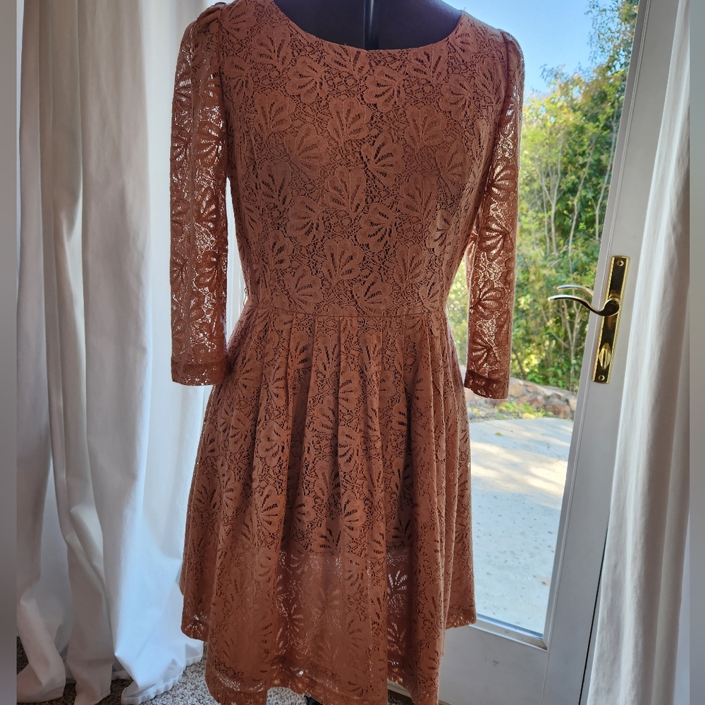Fit and Flare Dusty Rose Lace Dress - Picture 5 of 5